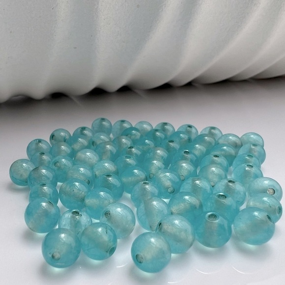 Sky Blue Apatite Beaded in Silver with Leaf Charms HYPOALLERGENIC - Picture 7 of 15